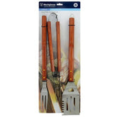 SET BBQ 3PZS UTENSILIOS MADERA CK4002