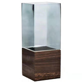 FLORERO CRISTAL C/BASE MADERA 10X30CM