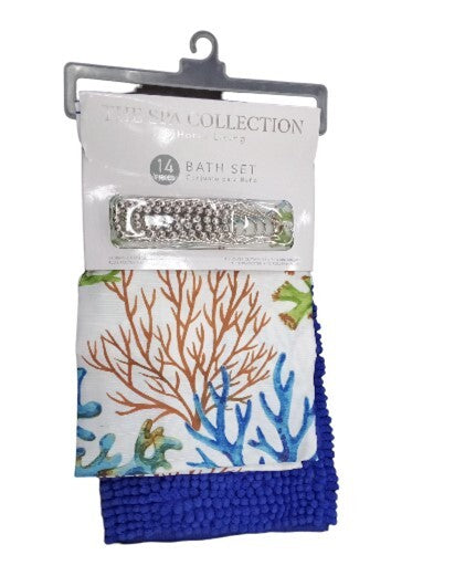 SET ALFOMBRAS BANO 14PZ AZUL 736-0455881