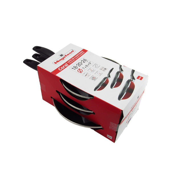 JUEGO DE SARTENES CORAL ROJO 18-20-24CM 305178