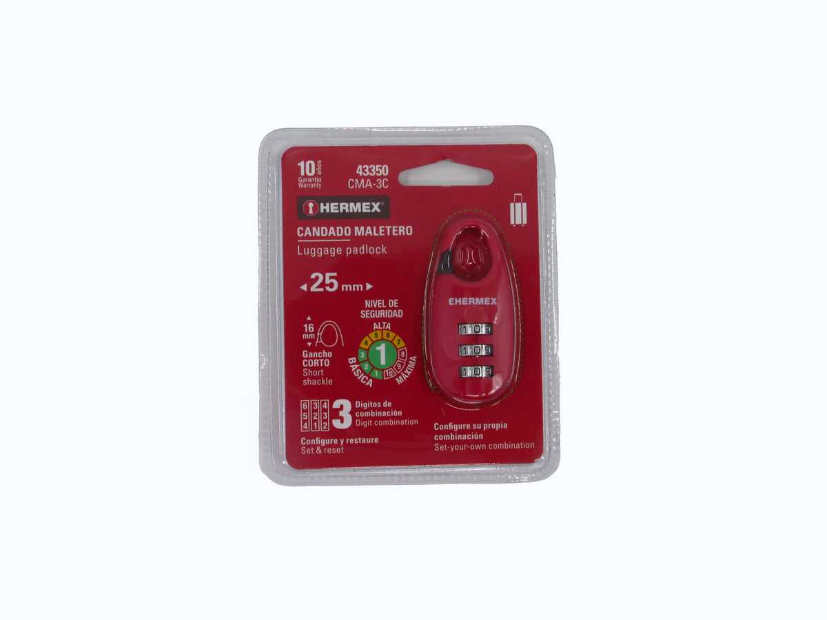 CANDADO D/MALET 25MM COMB CMA-3C T-43350