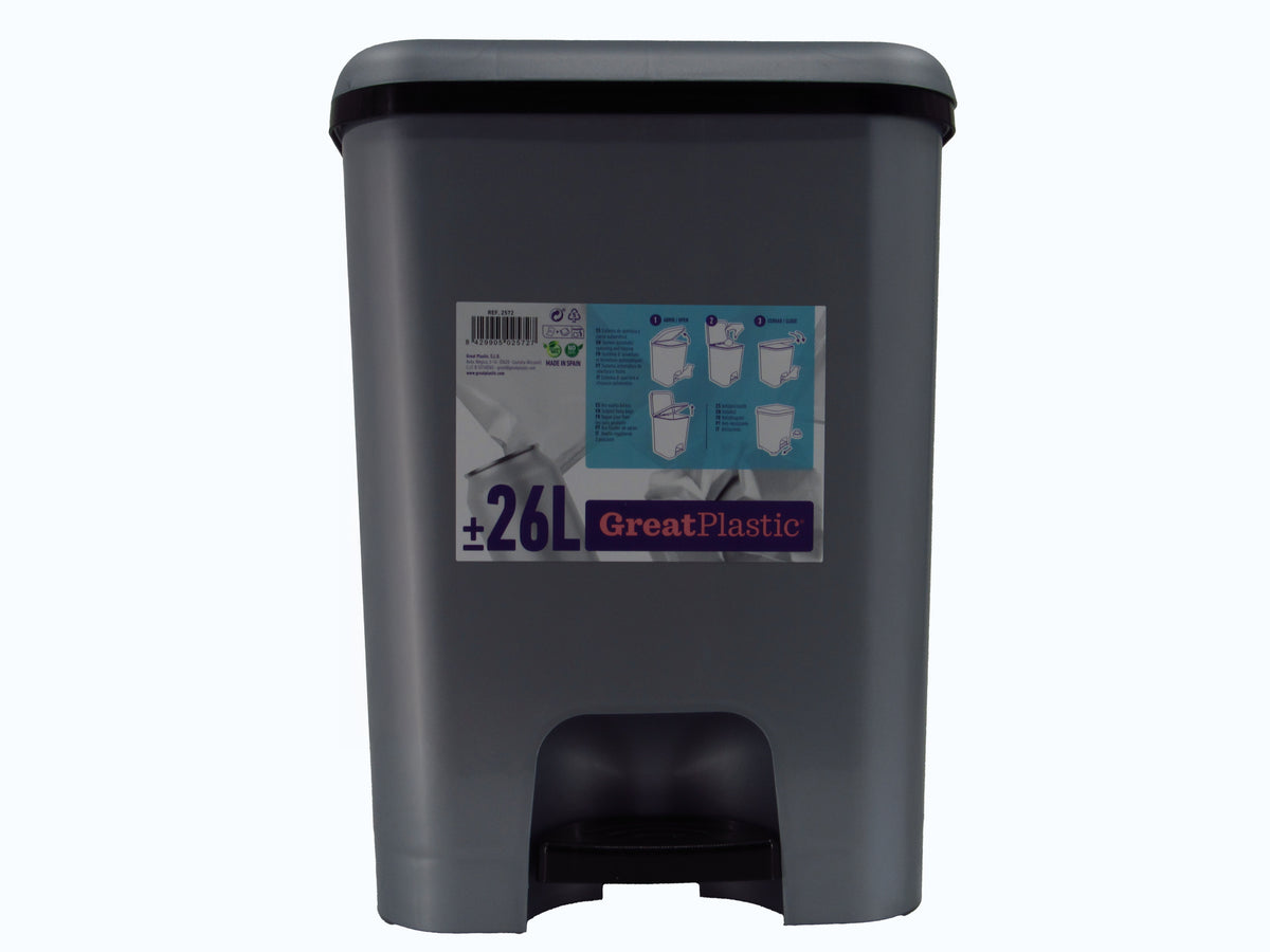 PAPELERA PEDAL CLASS 26L PLATA 002572